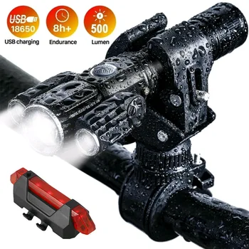 Фонарик 500 люмен Ручной USB Перезаряжаемый светодиодный водонепроницаемый походный фонарь с регулируемым увеличением, тактические фонари для велосипеда