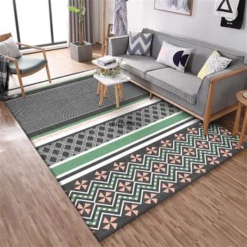 Новая серо-зеленая японская и корейская геометрическая строчка, спальня, гостиная, Нескользящий дверной коврик, прикроватный ковер, коврик для пола Tapetes
