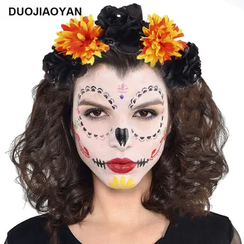 Женская цветочная повязка для волос на Хэллоуин, персонализированные розы-пауки, имитация цветов, реквизит для косплея, вечерние головные уборы Terror Mexico, реквизит для косплея