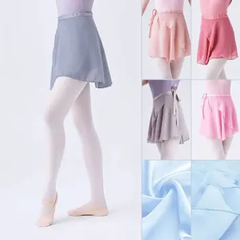 Балетная юбка с запахом, юбка для танцев, шифоновые юбки для женщин, короткая мини-юбка на завязках для танцев, 19 цветов